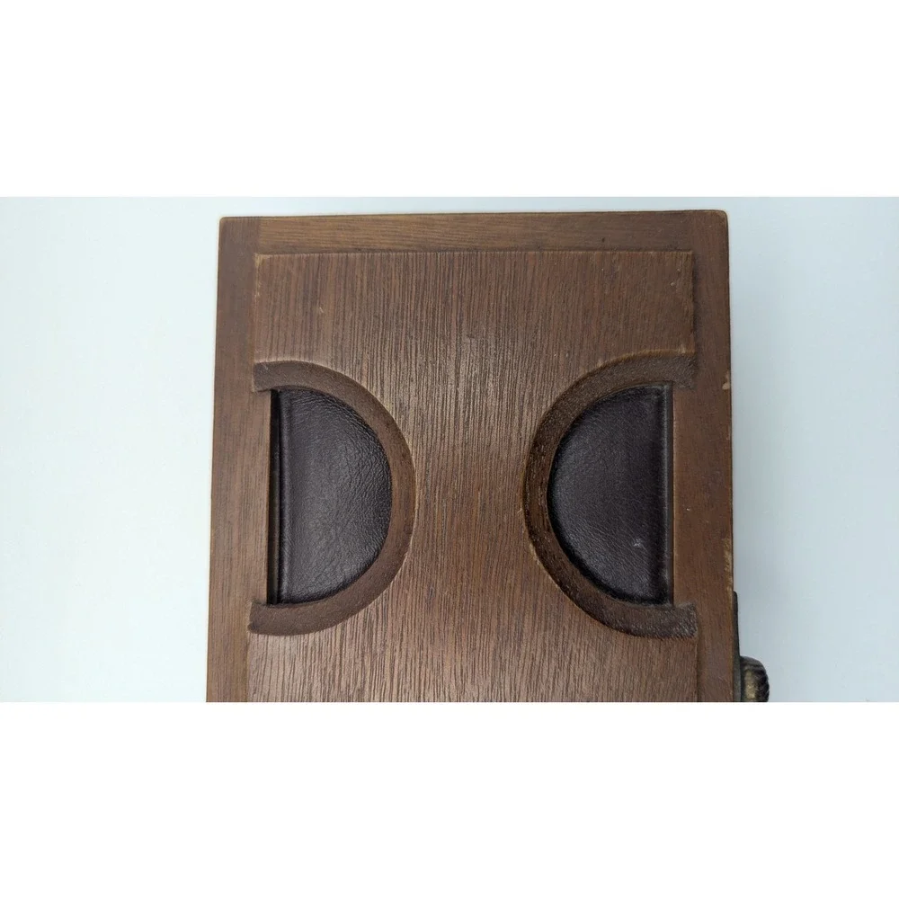 Vintage Japanese Brutalist Wooden Musical Jewelry Box Mid Century Modern Mustard